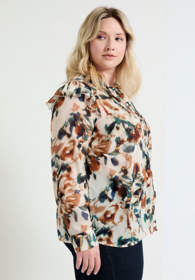 Ruffle Button-Down Blouse image number 2