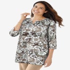 7-Day Three-Quarter Sleeve Notch-Neck Tunic image number null