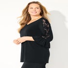 Dream Drape V-Neck Lace Trim Top image number null