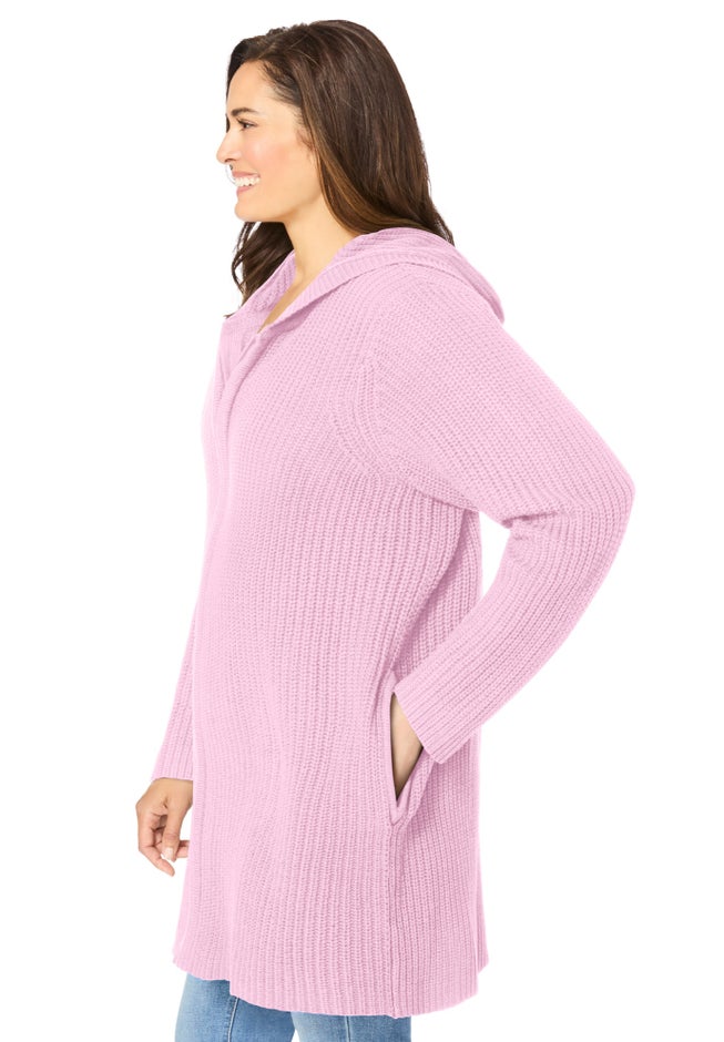 Hoodie Shaker Cardigan Sweater image number 3