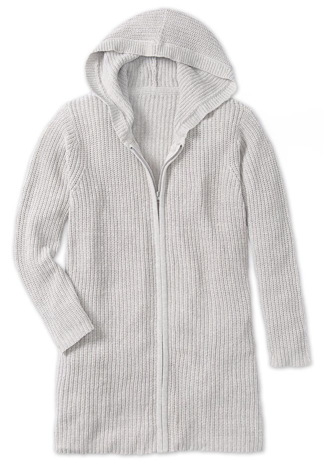 Hoodie Shaker Zipper Cardigan Sweater image number 1