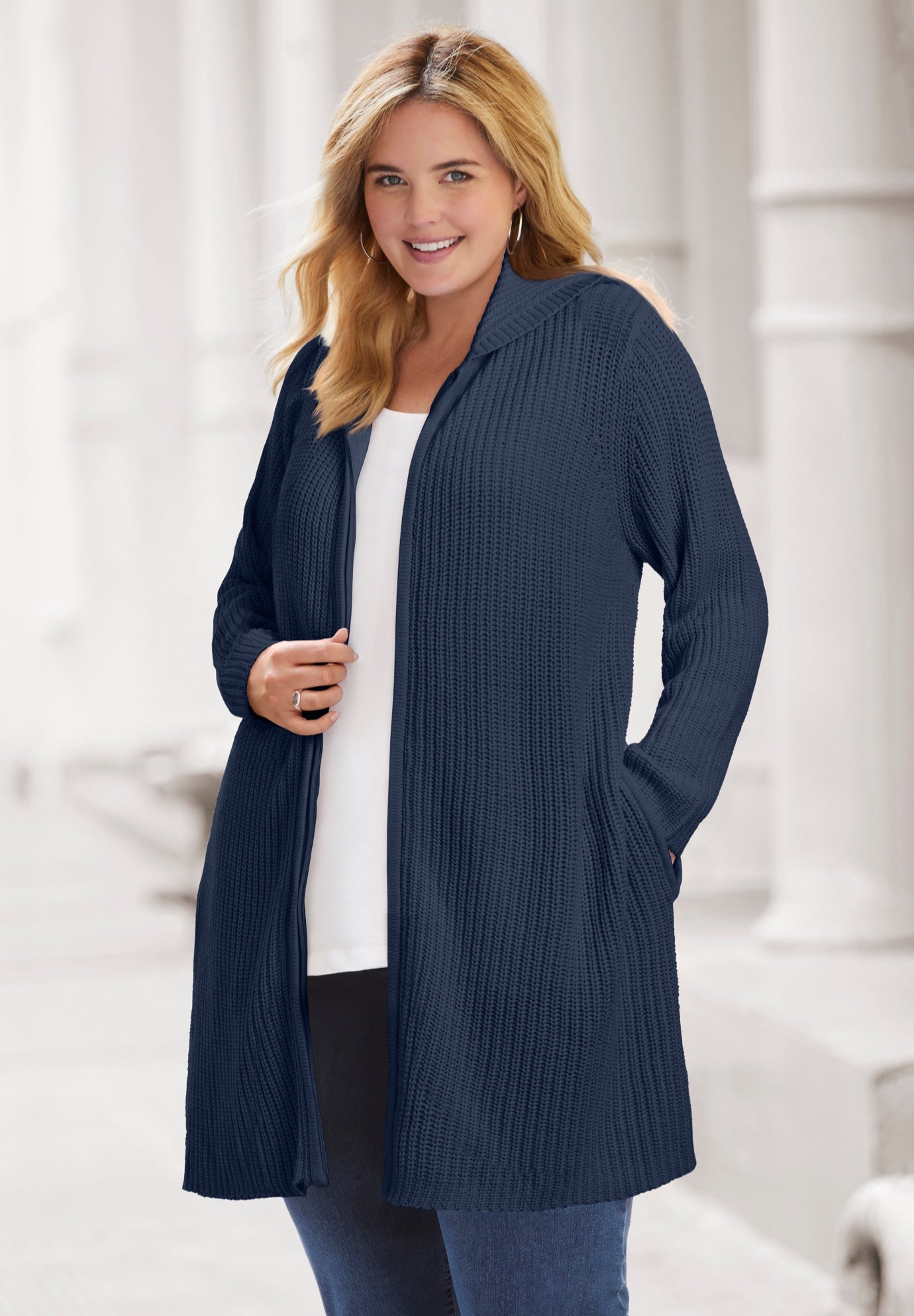 Hoodie Shaker Zipper Cardigan Sweater image number 0