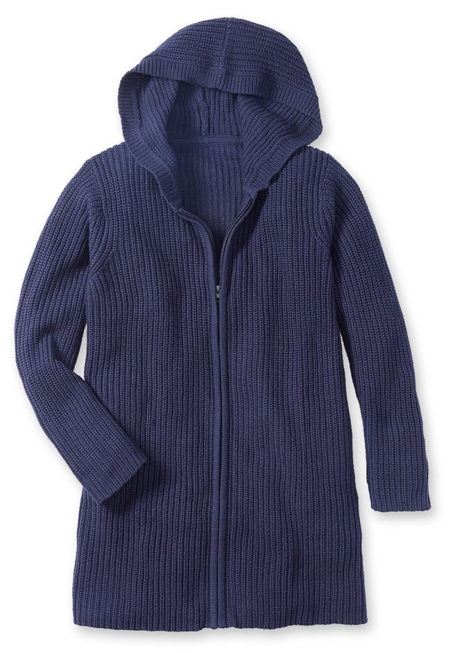 Hoodie Shaker Zipper Cardigan Sweater image number 1