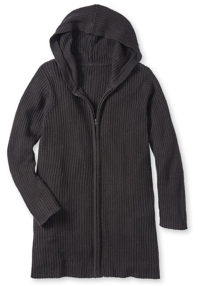 Hoodie Shaker Cardigan Sweater image number 1