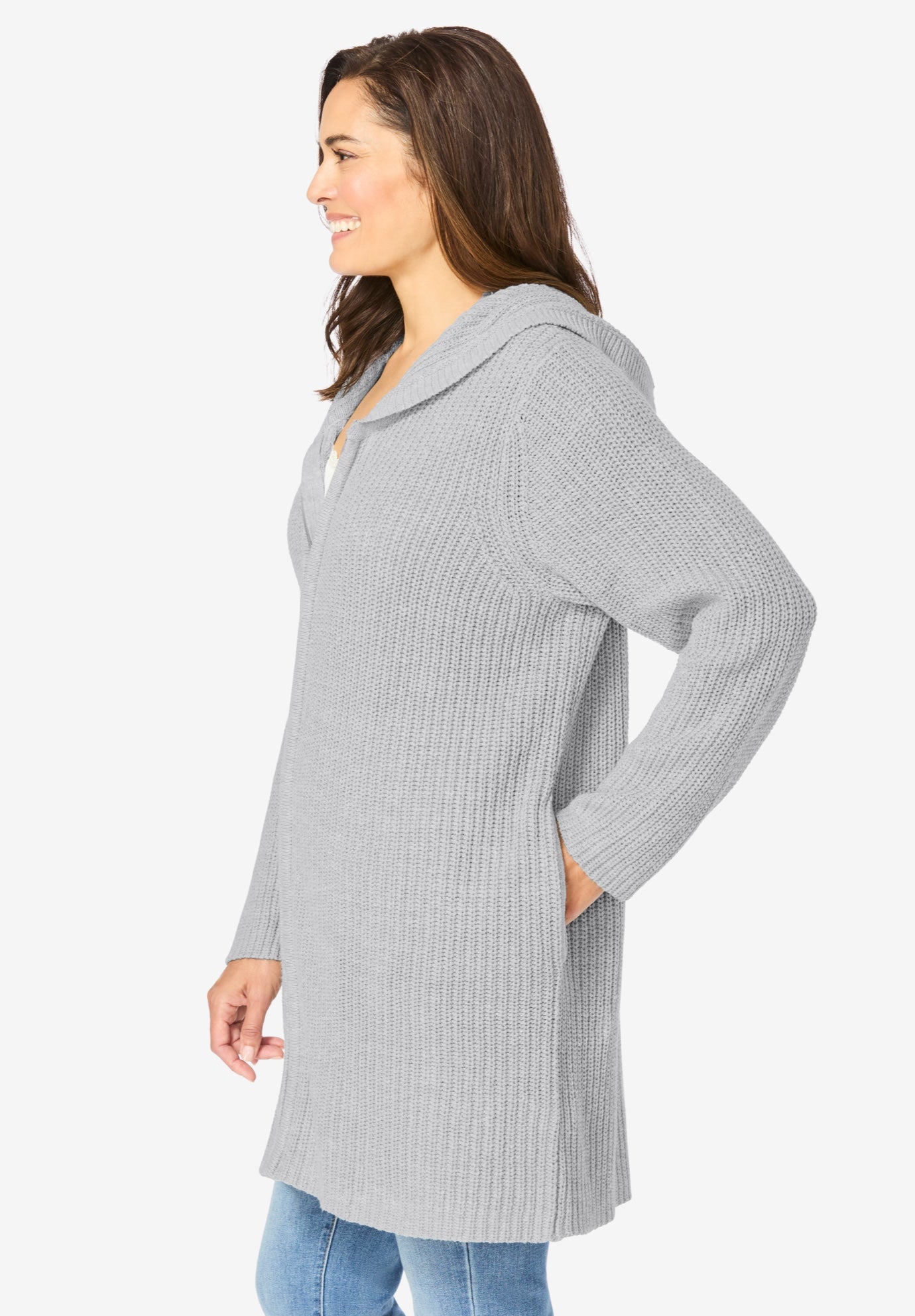Hoodie Shaker Zipper Cardigan Sweater image number 4