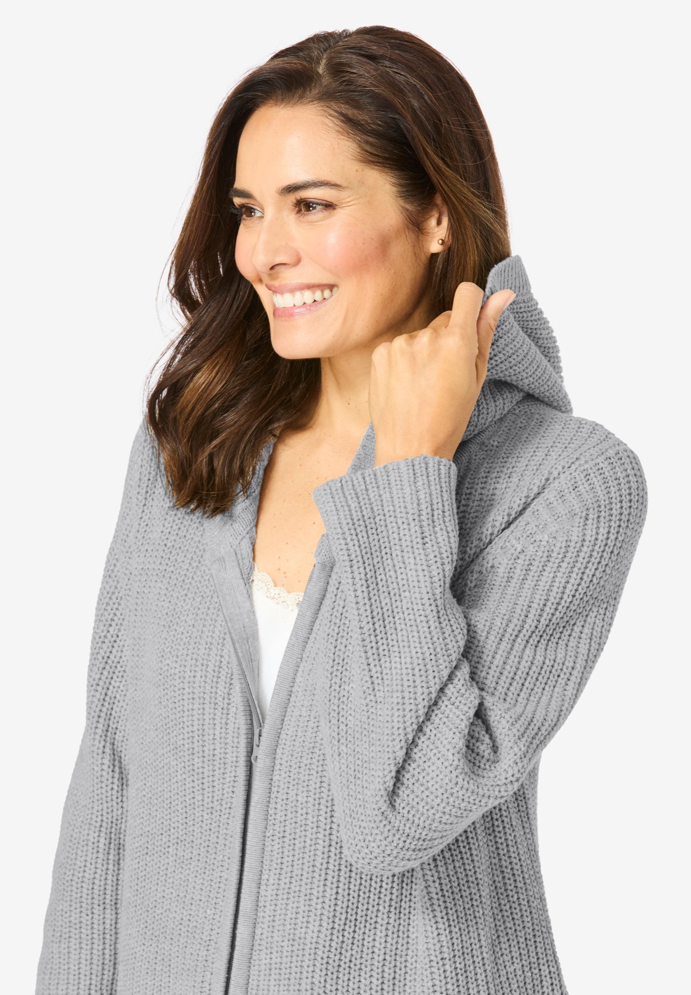 Hoodie Shaker Zipper Cardigan Sweater image number 5