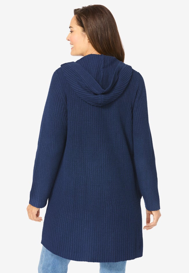 Hoodie Shaker Zipper Cardigan Sweater image number 3