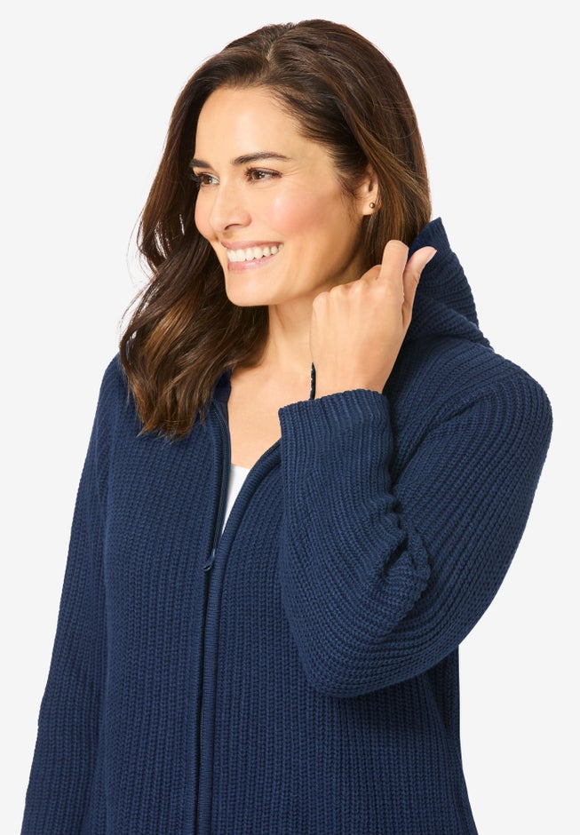 Hoodie Shaker Zipper Cardigan Sweater image number 5