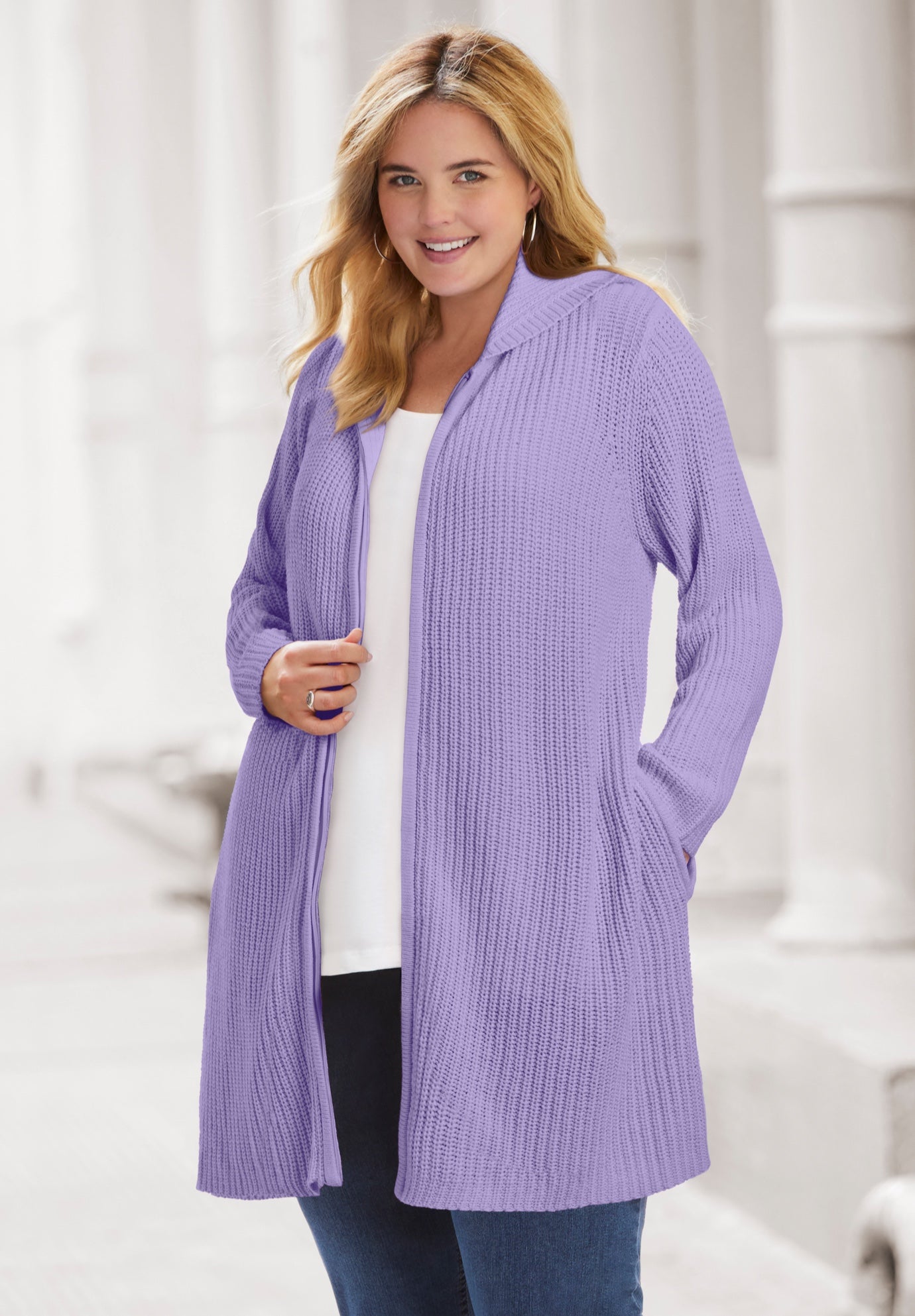 Hoodie Shaker Zipper Cardigan Sweater image number 0