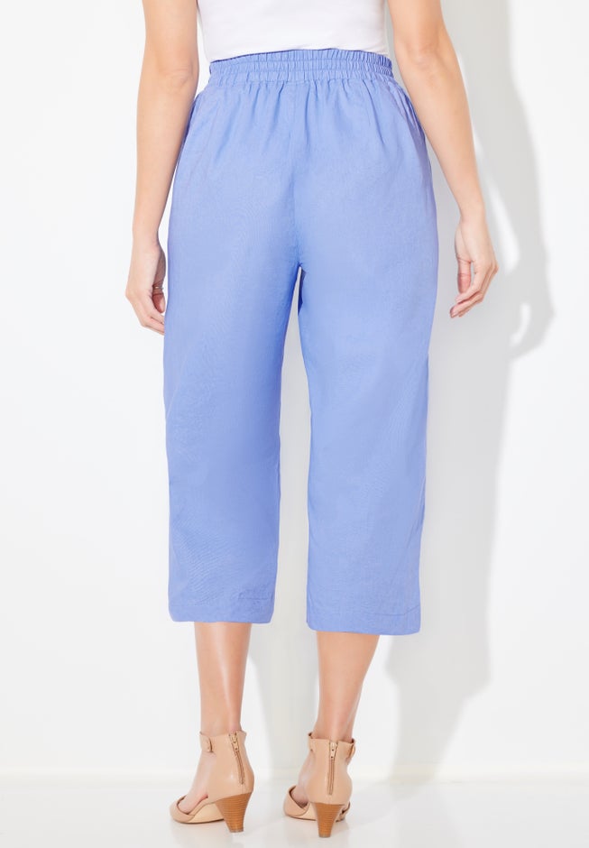 Flat Front Linen Capri image number 1