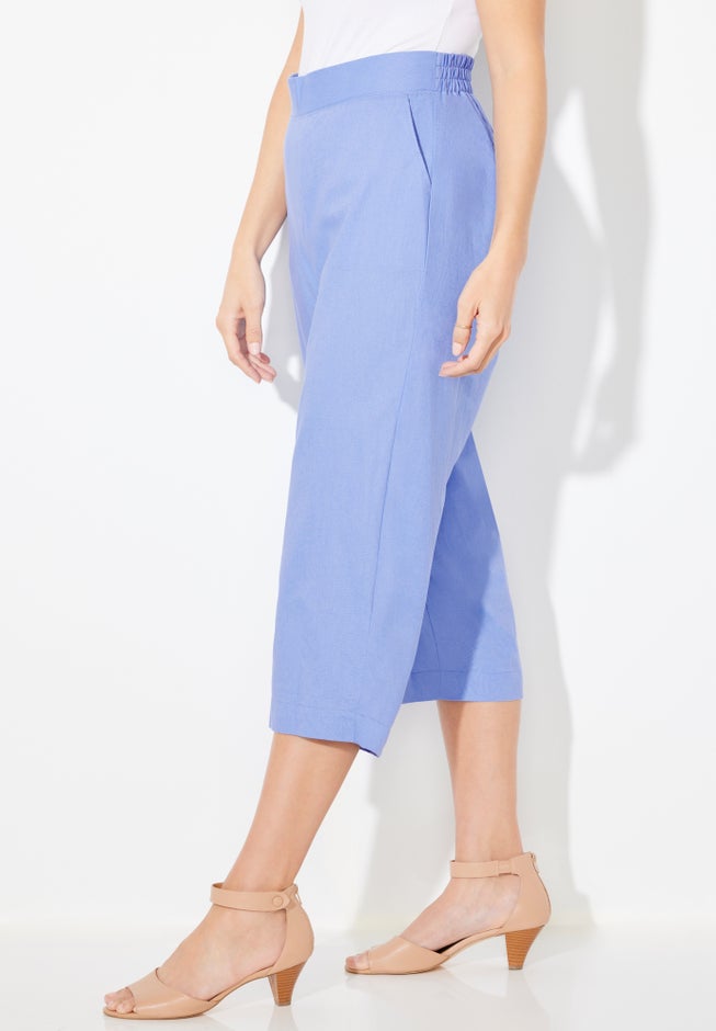 Flat Front Linen Capri image number 3