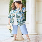 Flat Front Linen Capri image number null