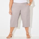 Flat Front Linen Capri image number null
