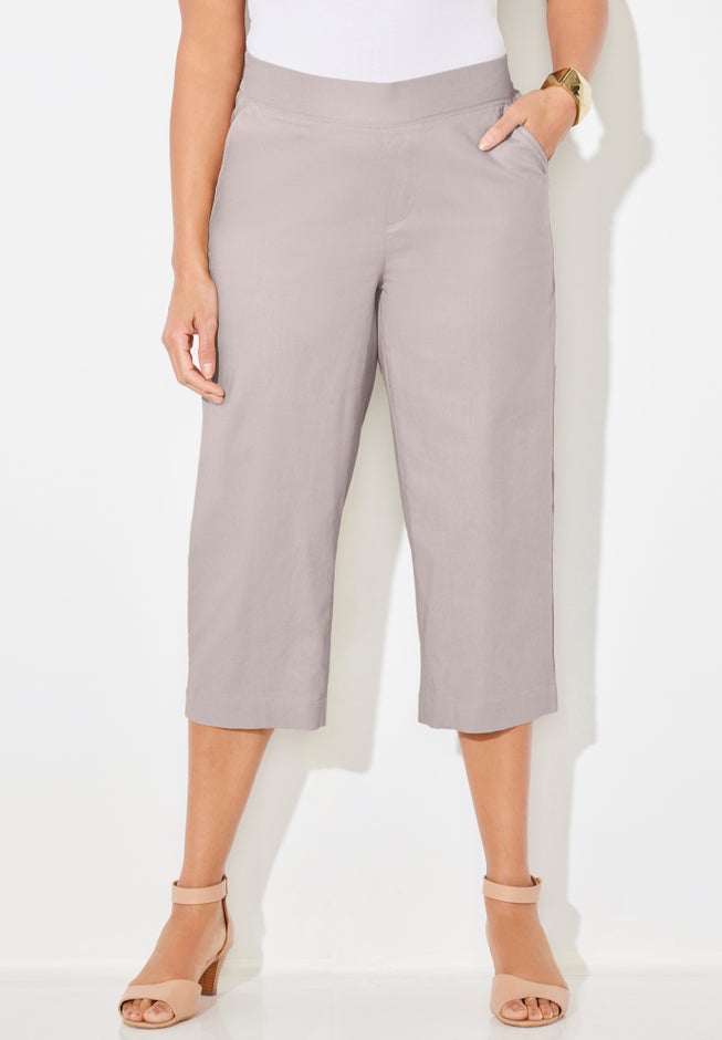 Flat Front Linen Capri image number 0