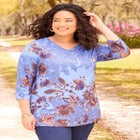 V-Neck Placement Print Top image number null