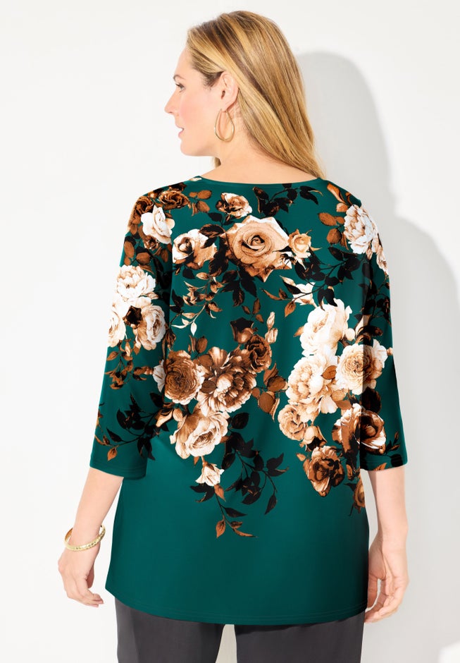 V-Neck Placement Print Top image number 1