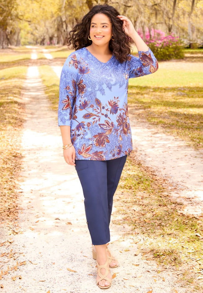 V-Neck Placement Print Top image number 2