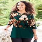 V-Neck Placement Print Top image number null