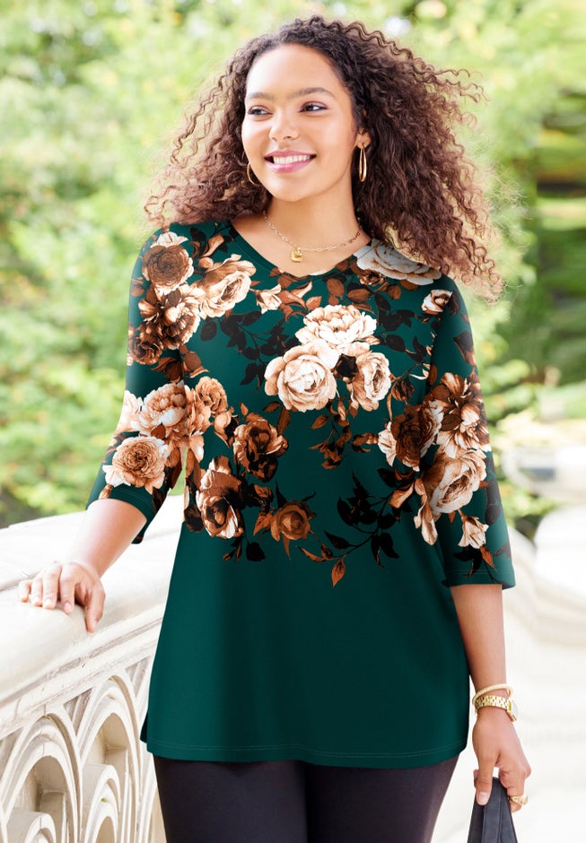 V-Neck Placement Print Top image number 0