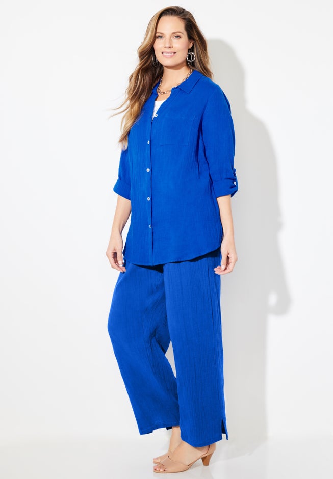 AnyWear Pucker Cotton Wide Leg Pant image number 5