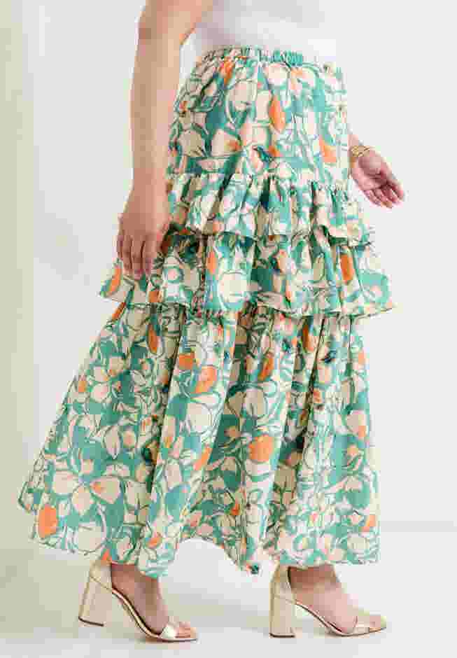 Poplin Tiered Midi Skirt image number 3