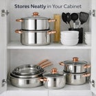 18-Piece Copper Accent Stainless Steel Cookware Set image number null