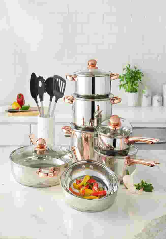 18-Pc. Copper Accent Stainless Set image number 0