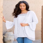 Lace-Detailed Cardigan and Tank Set image number null