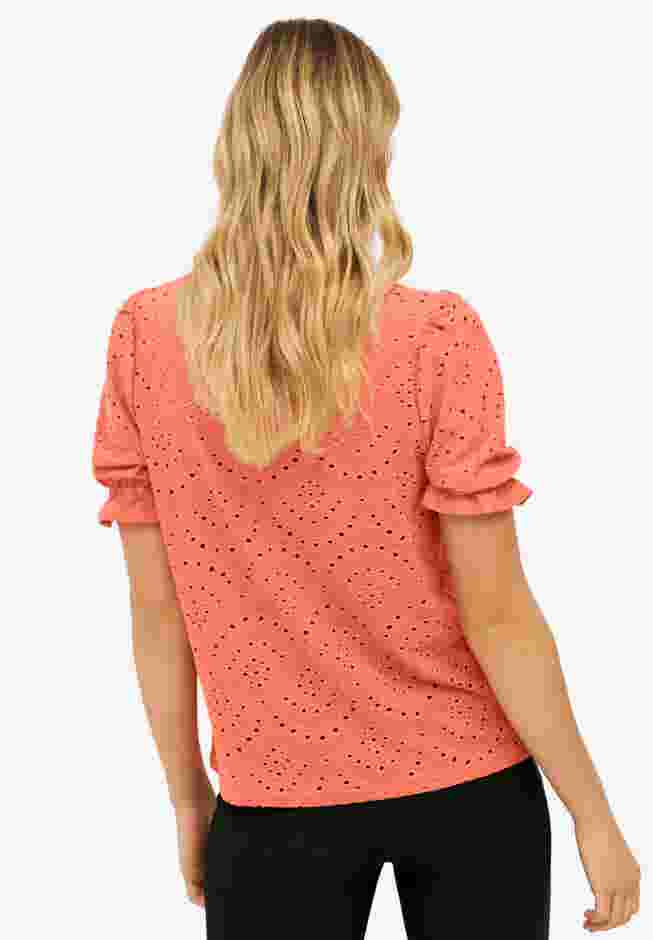 Short Puff Sleeve Eyelet Tee image number 1