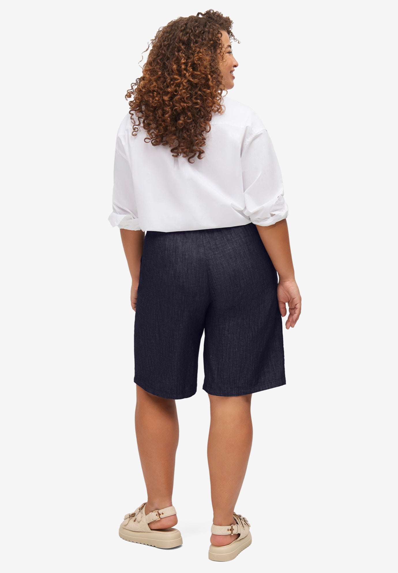100% Cotton Denim Elastic Waistband Pull-On Shorts image number 1