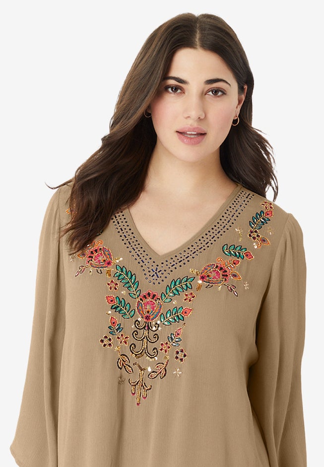 Hand Crinkled Embellished Tunic image number 3