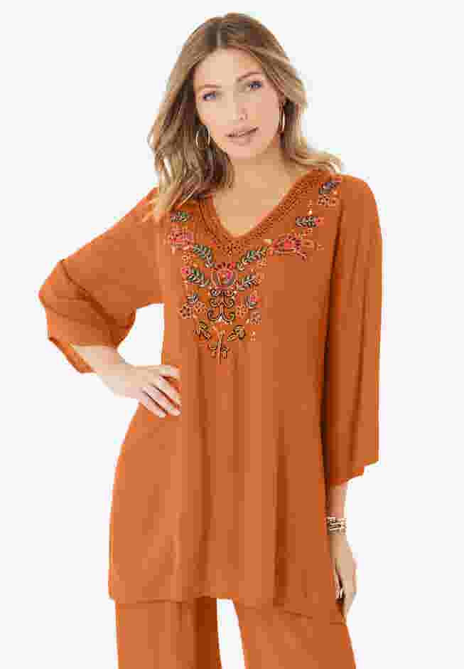 Embellished Crinkle Tunic image number 0