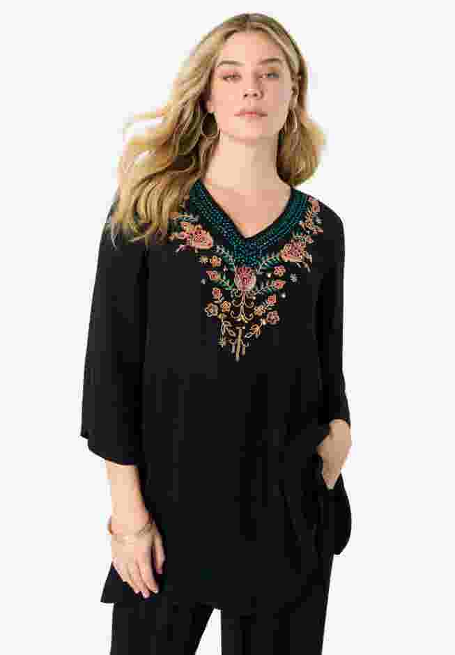 Hand Crinkled Embellished Tunic image number 0