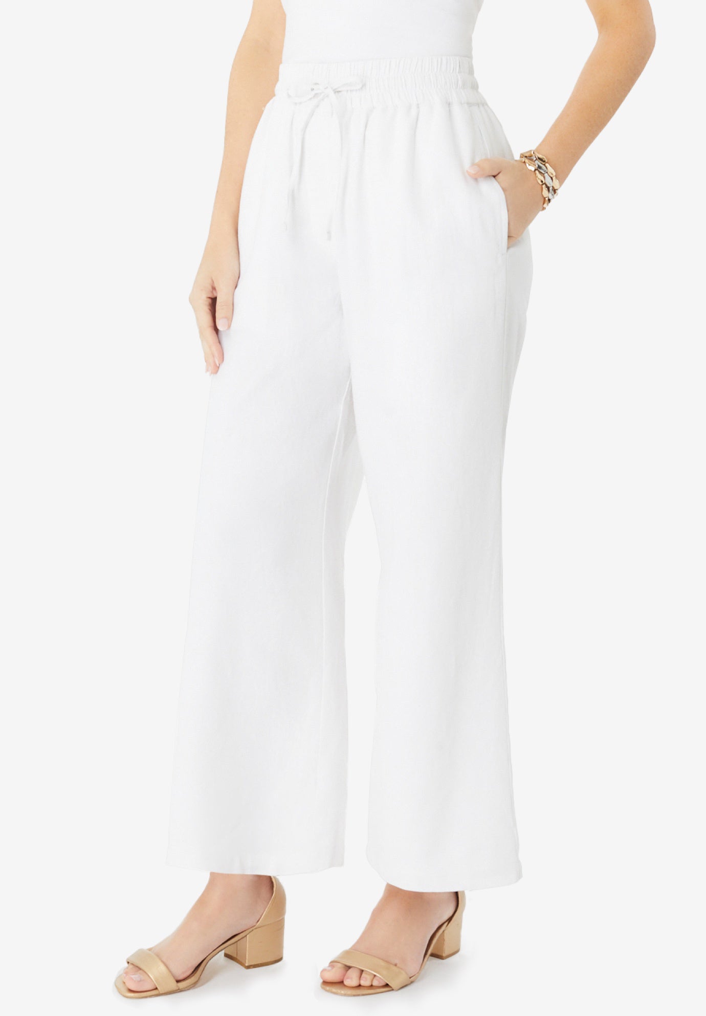 Plus Size Linen Wide-Leg Pant image number 0