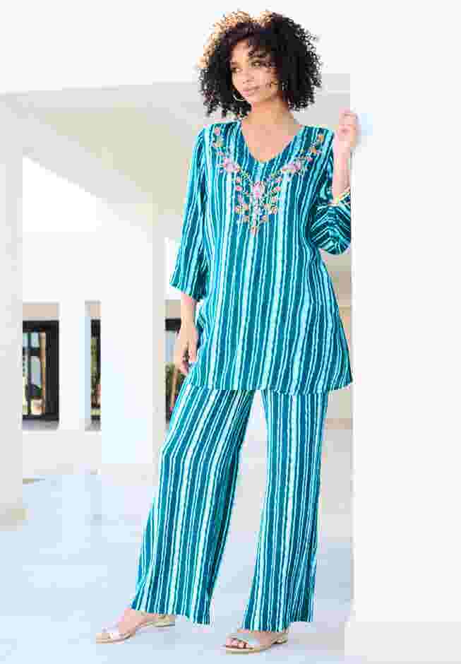 Plus Size Hand Crinkled Wide-Leg Pant image number 1