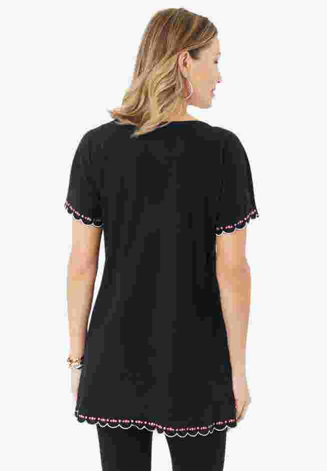 Floral Embroidered Tee image number 1