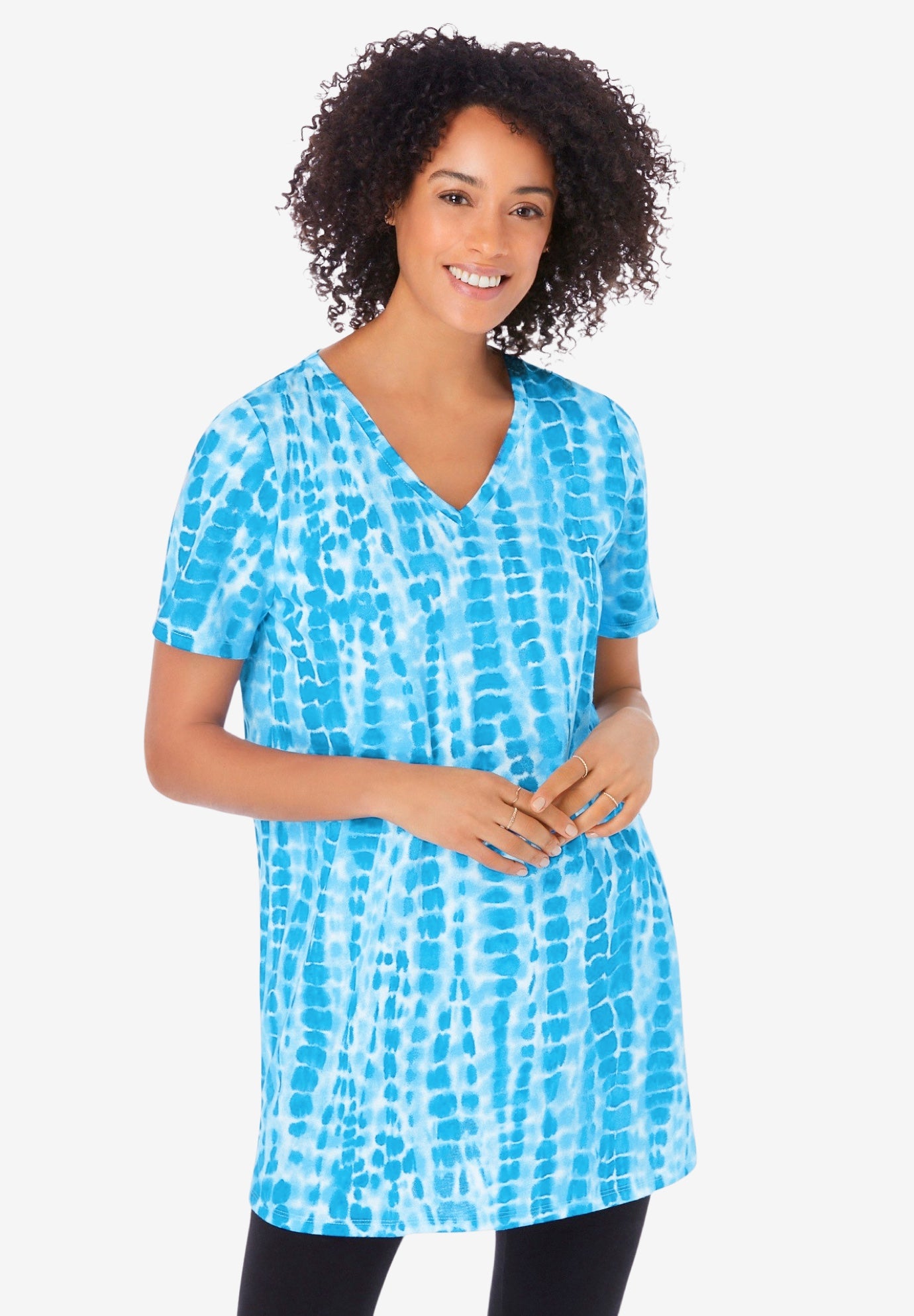V-Neck Tie-Dye Tunic image number 0