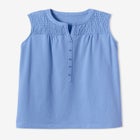 Smocked Henley Tank Top image number null