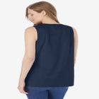 Smocked Henley Tank Top image number 1