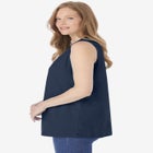 Smocked Henley Tank Top image number 2