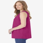 Smocked Henley Tank Top image number null