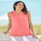Smocked Henley Tank Top image number 0