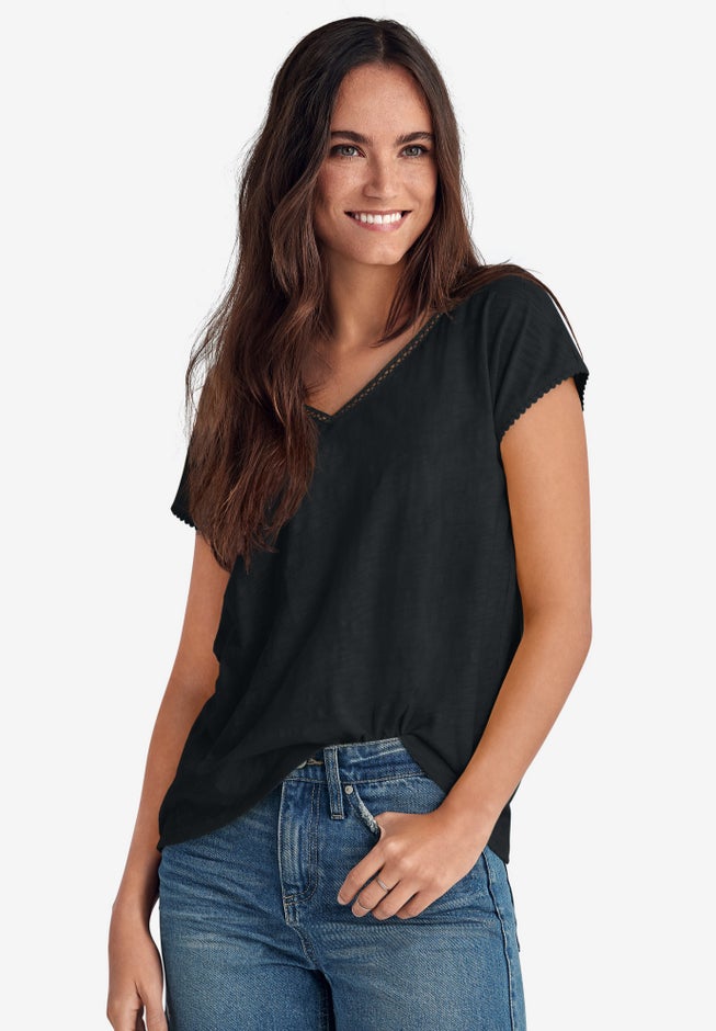 Crochet Trim Tee image number 0