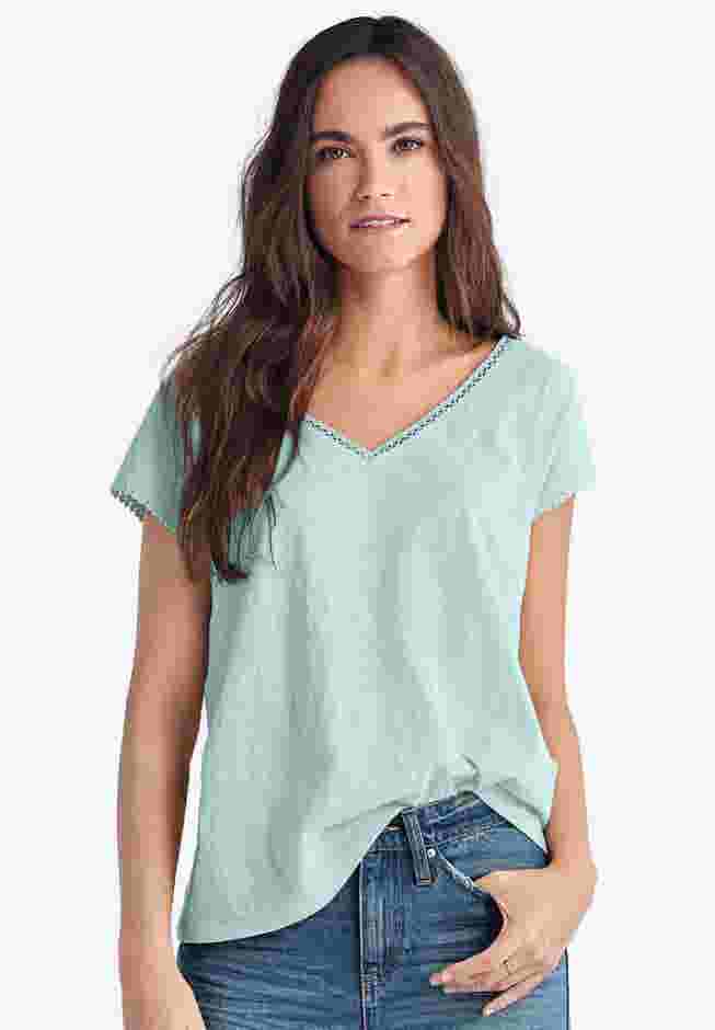 Crochet Trim Tee image number 0