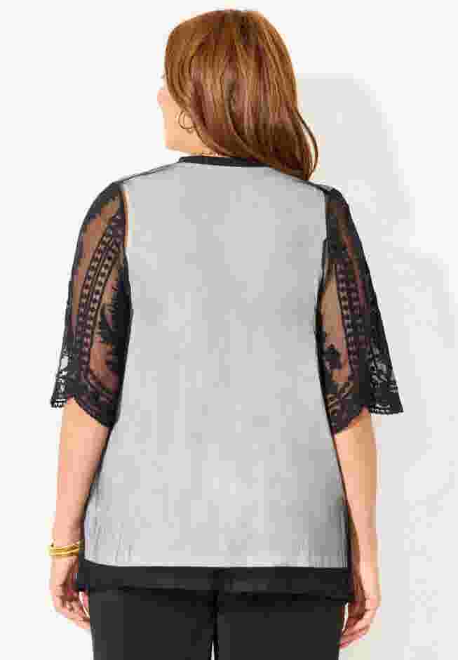Mesh Crochet Cardigan image number 1