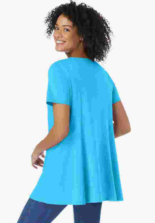 Rounded V-Neck Crochet Tunic image number 2