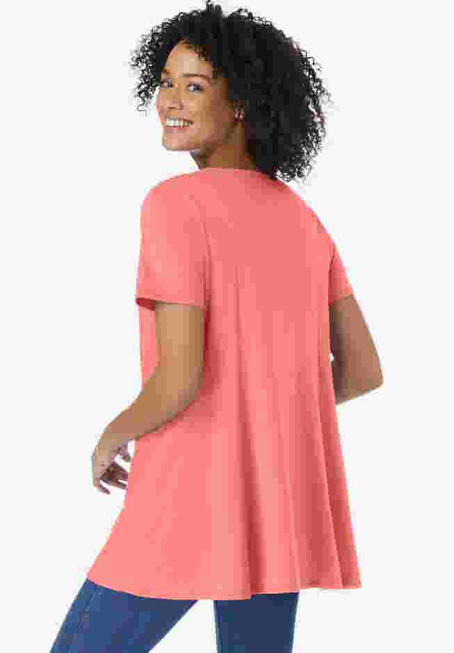 Rounded V-Neck Crochet Tunic image number 2