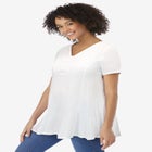 Rounded V-Neck Crochet Tunic image number null