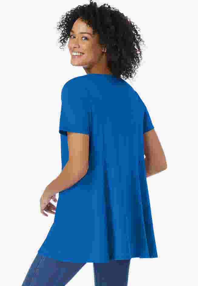 Rounded V-Neck Crochet Tunic image number 1