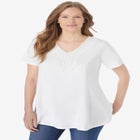 Rounded V-Neck Crochet Tunic image number null